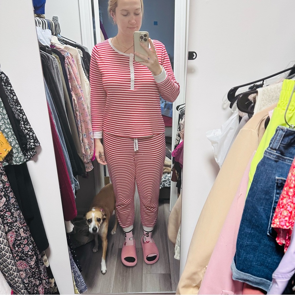 Red and White Striped Pajama Set